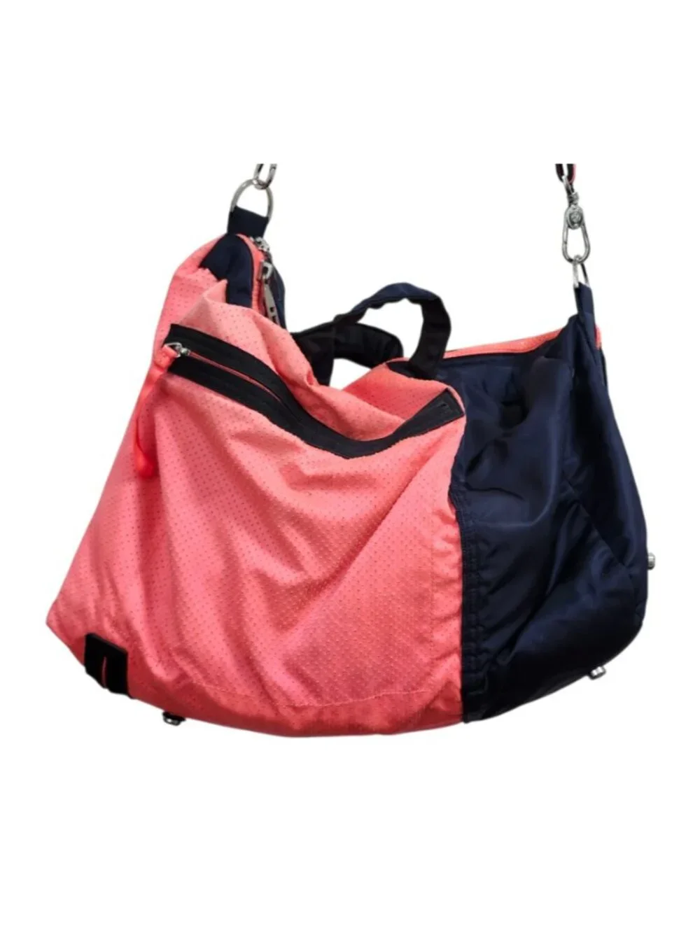 Lululemon Do It Up Gym Bag Neon Coral Navy Large Duffle Crossbody Travel Sport
